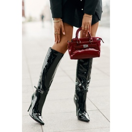 Botas aislantes de charol con tacón alto y hebilla, Tameliae negra negro 2 Botas aislantes de charol con tacón alto y hebilla, Tameliae negra negro 2