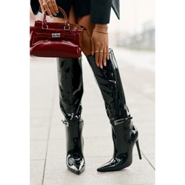 Botas aislantes de charol con tacón alto y hebilla, Tameliae negra negro 8