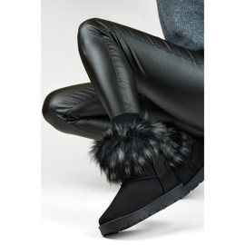 Botas de nieve mukluk para mujer con pelo, negro 1906-1-B 1