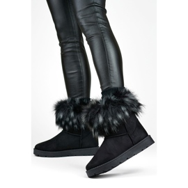 Botas de nieve mukluk para mujer con pelo, negro 1906-1-B 2