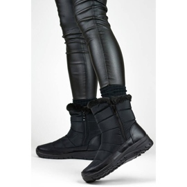 Botas de nieve aislantes para mujer con pelo, negro 22T10B 2