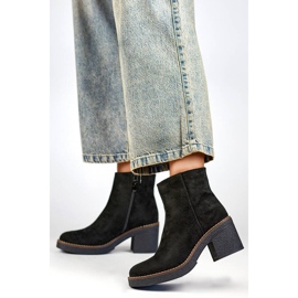 Botas clásicas de tacón para mujer en ante, negro 9613B 3