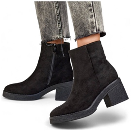 Botas clásicas de tacón para mujer en ante, negro MS1508B 1