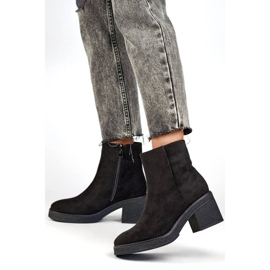 Botas clásicas de tacón para mujer en ante, negro MS1508B 2