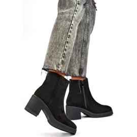 Botas clásicas de tacón para mujer en ante, negro MS1508B 3