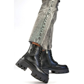 Trabajadoras del cuero para mujer en la plataforma, negro GD-TL56B 2