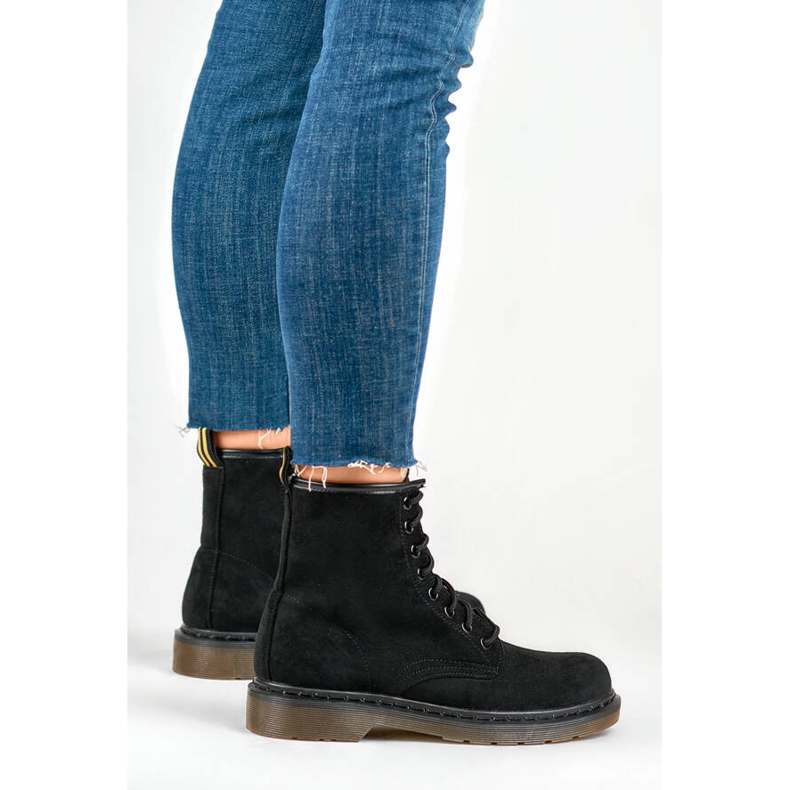 Botas trabajadoras de mujer en ante negro H1080B 2