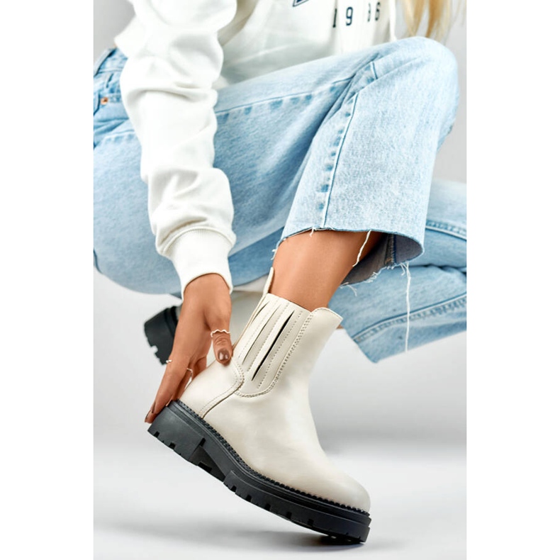 Botas Chelsea con aislamiento para mujer, beige 250041BE-PU 1