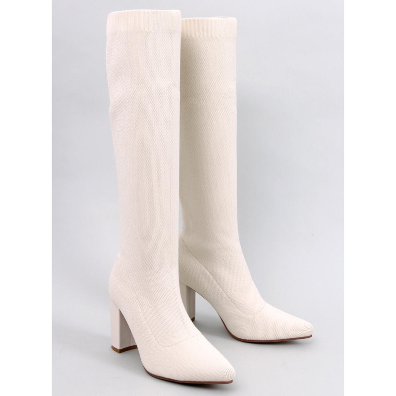 Elisha Botas tacón elástico beige 1