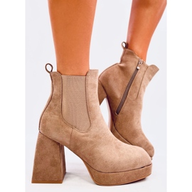 Botines tacón ancho Ciara Khaki beige 5
