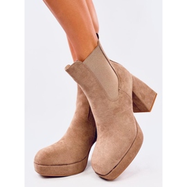 Botines tacón ancho Ciara Khaki beige 3