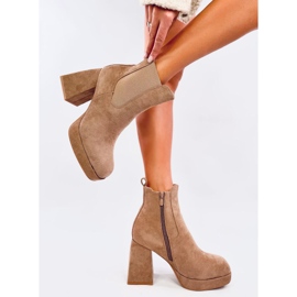 Botines tacón ancho Ciara Khaki beige 4