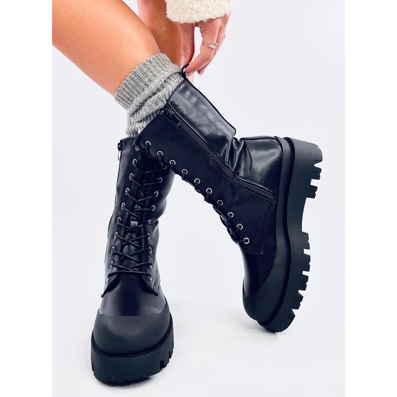 Botas Knight Negras con cordones negro 1