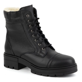 WASAK Botines mujer piel cordones altos invierno 0547 negro 1