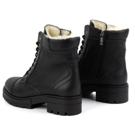 WASAK Botines mujer piel cordones altos invierno 0547 negro 5