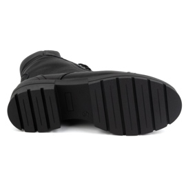 WASAK Botines mujer piel cordones altos invierno 0547 negro 6