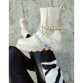 Botas Chelsea de mujer con perlas, beige 58090-1BE 2
