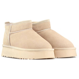 Botines de piel para mujer, botas de nieve de ante, beige XF-159L.BE 3