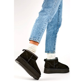 Botas de nieve de ante para mujer de piel, negro YU9001B 3