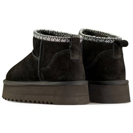 Botas de nieve de ante para mujer de piel, negro YU9001B 4