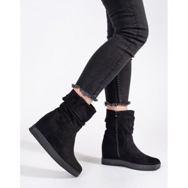 Botines de mujer de ante negro con cuña oculta 1