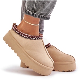 Botas De Nieve Bajas Para Mujer Con Bordado En La Plataforma Beige Claro Narirya 9
