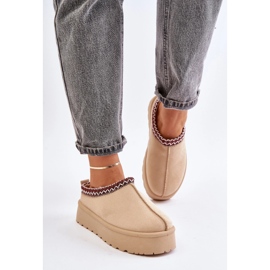 Botas De Nieve Bajas Para Mujer Con Bordado En La Plataforma Beige Claro Narirya 2