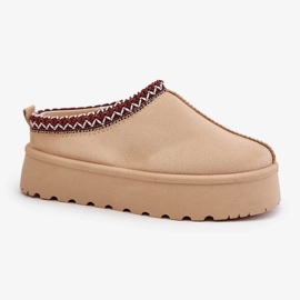 Botas De Nieve Bajas Para Mujer Con Bordado En La Plataforma Beige Claro Narirya 3