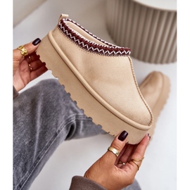 Botas De Nieve Bajas Para Mujer Con Bordado En La Plataforma Beige Claro Narirya 7