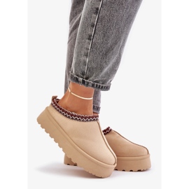 Botas De Nieve Bajas Para Mujer Con Bordado En La Plataforma Beige Claro Narirya 8