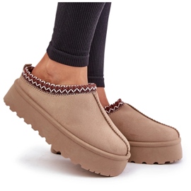 Botas De Nieve Bajas Para Mujer Con Bordado En Plataforma, Beige Oscuro Narirya 7
