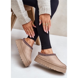 Botas De Nieve Bajas Para Mujer Con Bordado En Plataforma, Beige Oscuro Narirya 4