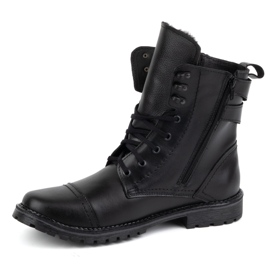 Olivier Botas militares de moto para hombre, piel 83KZ, negro 3