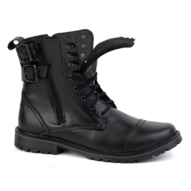 Olivier Botas militares de moto para hombre, piel 83KZ, negro 1