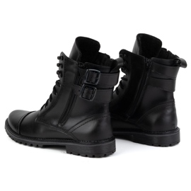 Olivier Botas militares de moto para hombre, piel 83KZ, negro 6