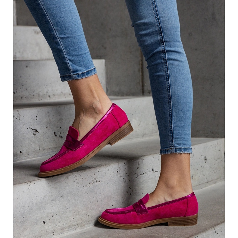 Mocasines de terciopelo rosa con inserciones brillantes de Leonolena 1