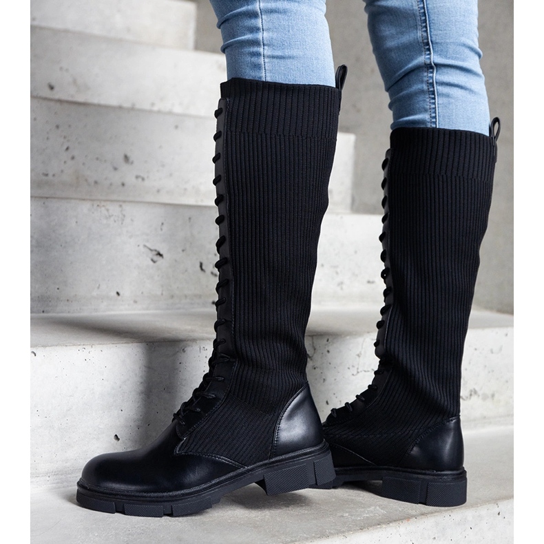 Botas sin cordones negras con parte superior flexible de Veradi negro 2 Botas sin cordones negras con parte superior flexible de Veradi negro 2