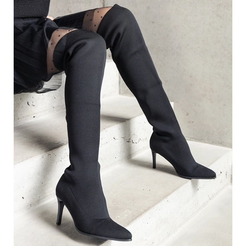 Botas negras de tacón alto sin cordones con parte superior elástica Atari negro 1