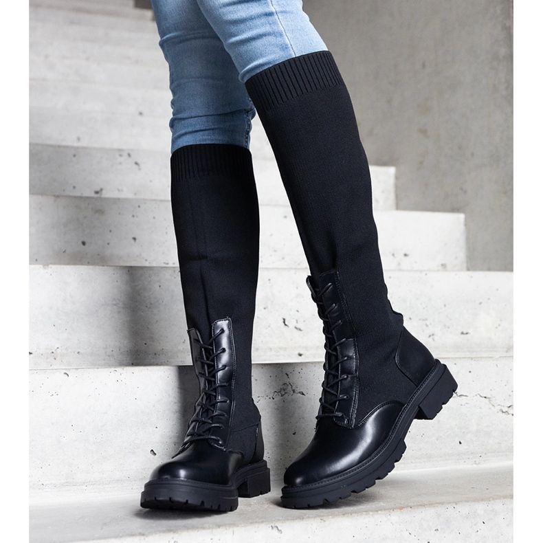 Botas sin cordones negras con parte superior de material flexible de Luana negro 1