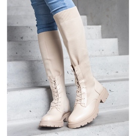 Botas sin cordones beige con parte superior de material flexible de Luana 1