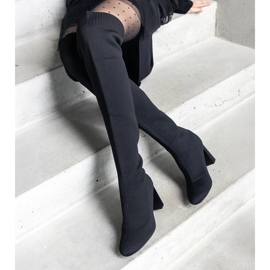 Botas negras de tacón alto sin cordones con parte superior flexible Flamme negro 1 Botas negras de tacón alto sin cordones con parte superior flexible Flamme negro 1