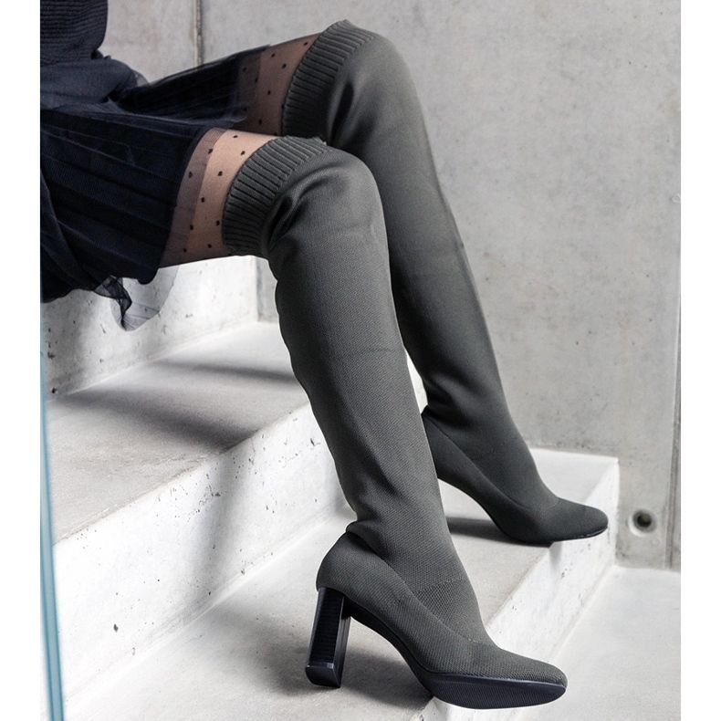 Botas verdes de tacón alto sin cordones con parte superior flexible Flamme 1