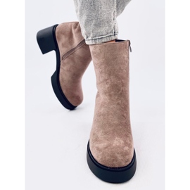 Botines Ruffin Caqui con tacón estable beige 4