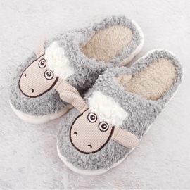Pantuflas Filippo de piel con oveja DK6683 PAW577A gris 3