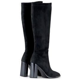 Botas de mujer con tacón y punta en punta en ante negro GD-FL3040B 6