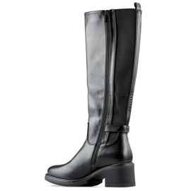 Botas de mujer de tacón bajo con goma elástica, negro FC29B 3