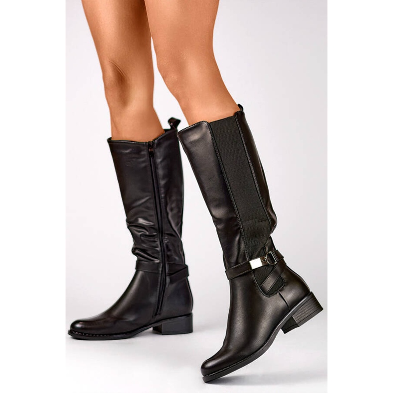 Botas de mujer con goma elástica, negras JK-167B negro 1
