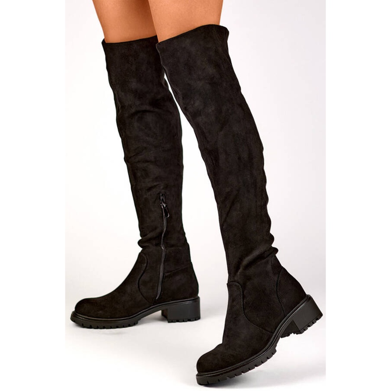 Botas altas de mujer en ante, color negro RQ490B 1