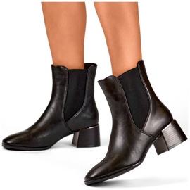 Botines de mujer con tacón alto, negro, 9611B 1