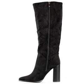 Botas de tacón alto para mujer en ante, negro, X829B 3